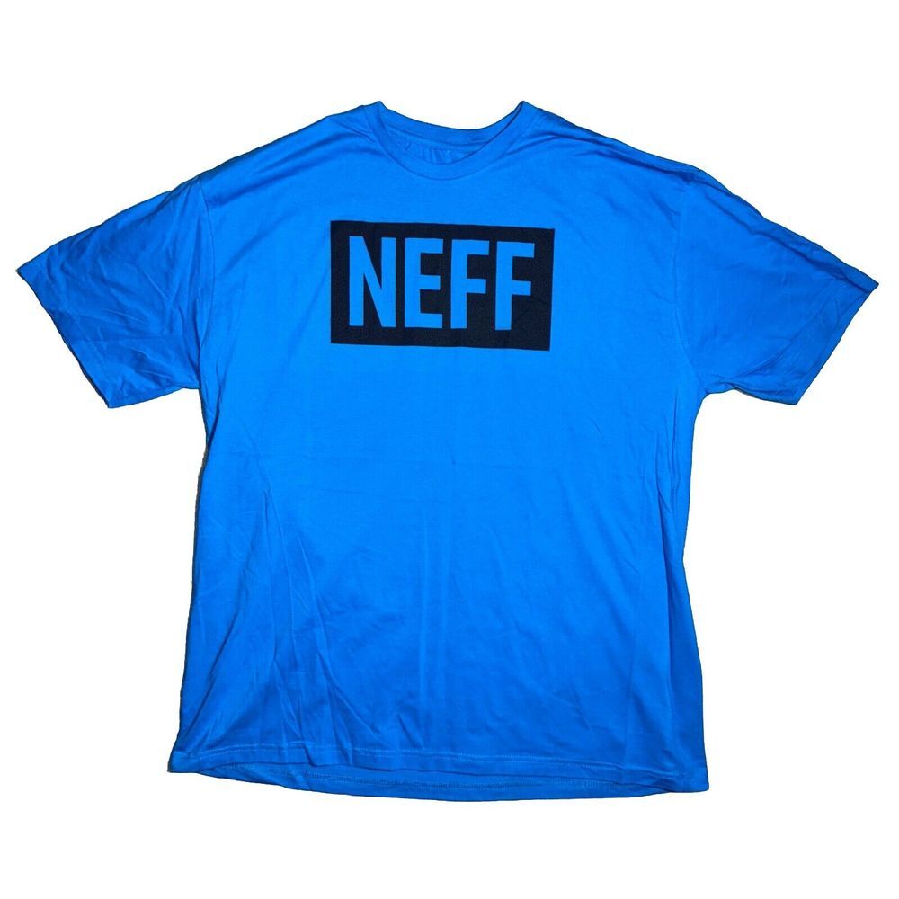Men's Neff Cotton T-Shirt Size‎ Xl Blue Bar Stamp Spellout New Without Tags